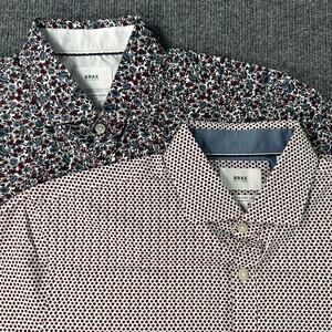 Lot of 2 Brax Men's Hardy Short Sleeve Button Up Shirts Hi-Flex Stretch Cotton M